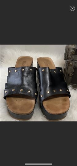 Micheal kors black leather wedge slide size 8.5 M