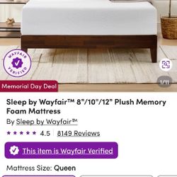 Memory Foam Mattress With Two Pillows 