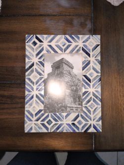 Blue/White Patterned Picture Frame