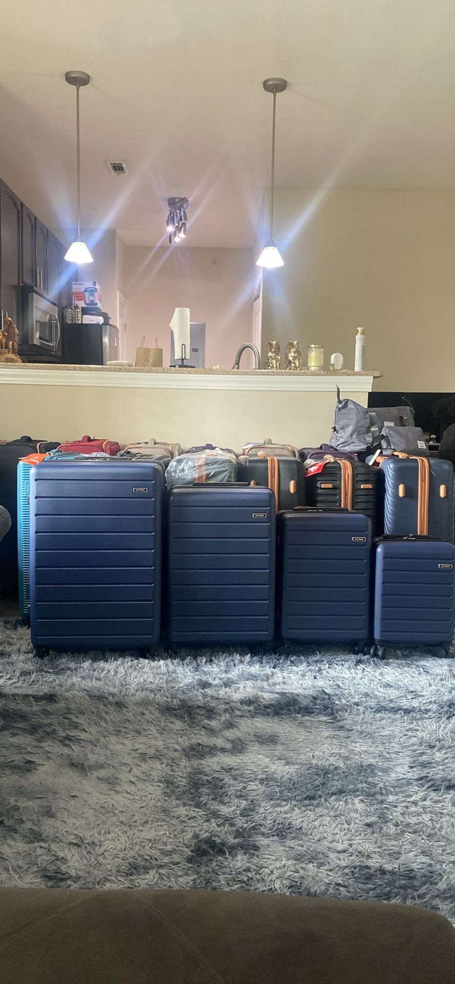 Sunbee 4 Piece Luggage Sets, Expandable Durable Hard Shell Suitcase Set Double Wheels TSA Lock, Blue