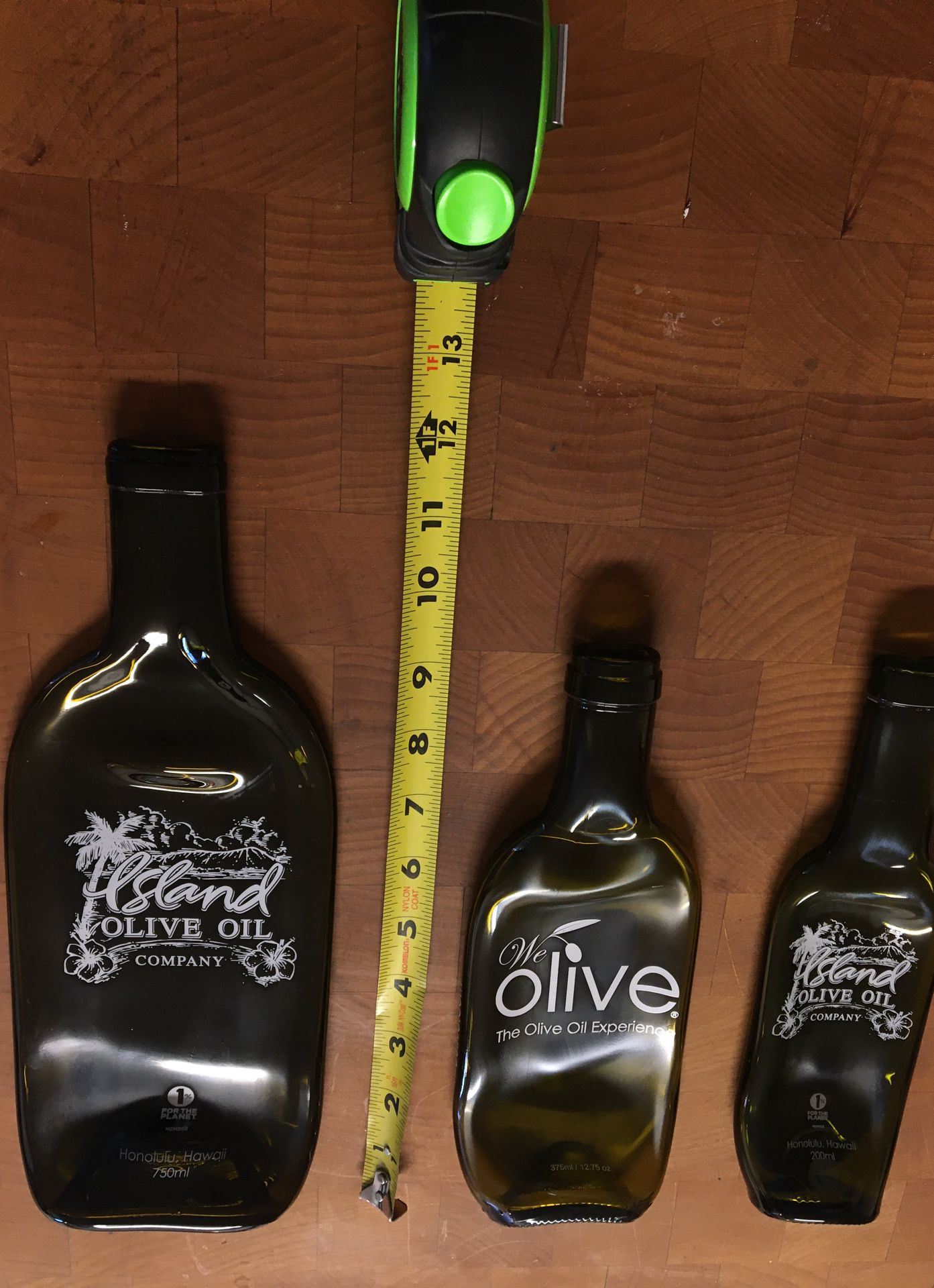 Hawaii island olive oil slumped bottle