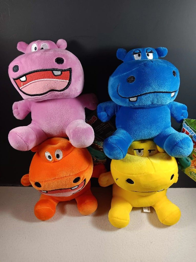 Hungry Hungry Hippos Set Of 4 Potamus Plush Toy Factory Brand New Tag Hasbro NWT