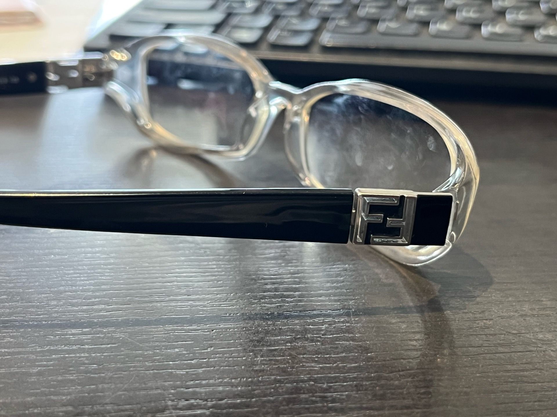 Fendi authentic clear /black eye glasses frames eyewear FF673 116 54MM pre owned