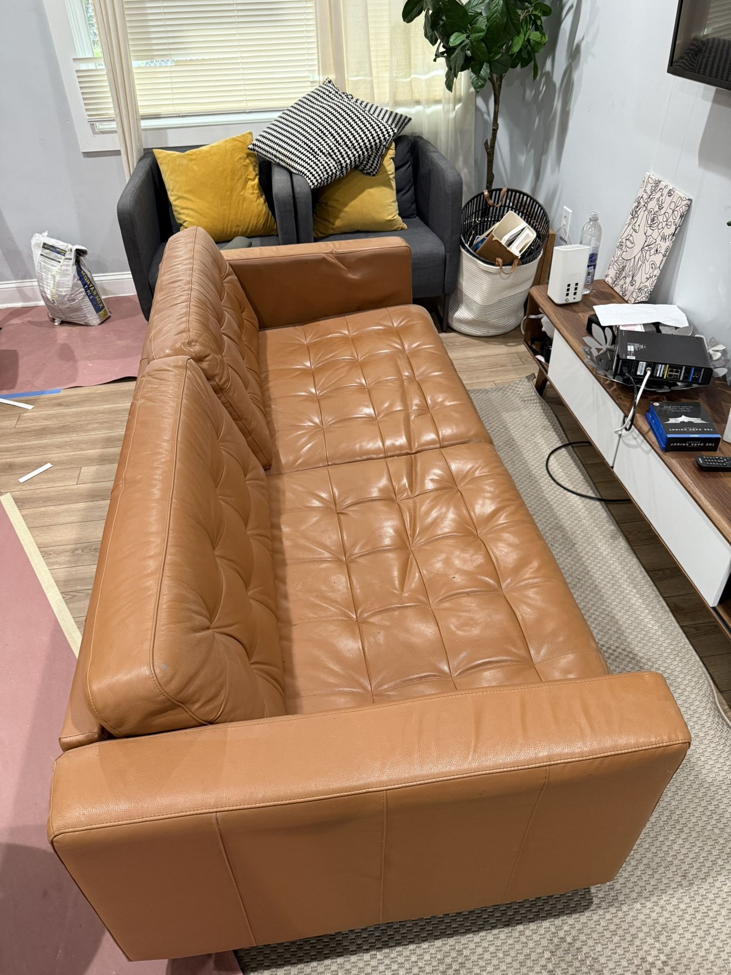 Modern Tufted Leather Sofa