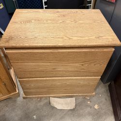 Solid Oak Two Drawer File Cabinet 