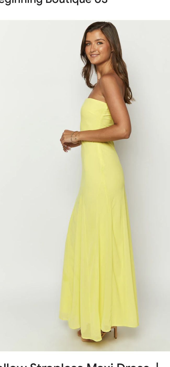 Formal Strapless Neon Yellow Dress Size Large 