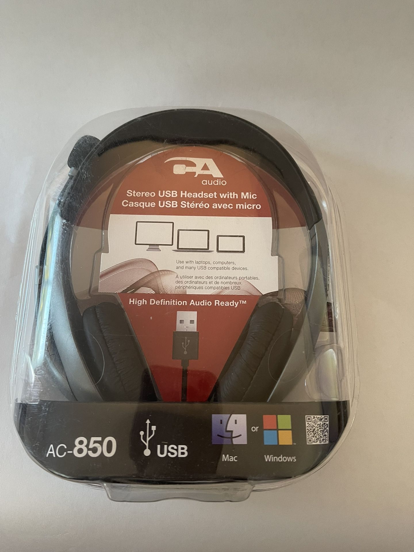 Stereo USB Headset w/ Microphone Cyber Acoustics AC-850  Headband Headsets NEW
