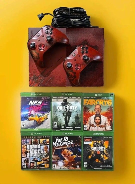 Xbox One S 2TB Limited Edition Console - Gears of War 4 Bundle Full Set, 6 Games