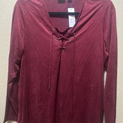 Burgundy Super Soft Poet Shirt Size L