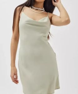 Urban Outfitters Mallory Cowl Neck Slip Dress, sage green, size XS/TP