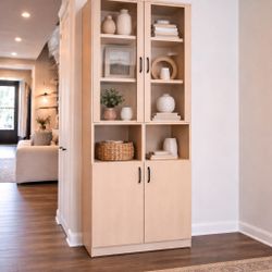 Scandinavian Tall Bookcase , curio, Pantry, Display Cabinet. Heavy Excellent Quality Piece 