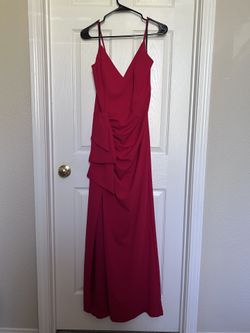 Red Pleated Evening Gown