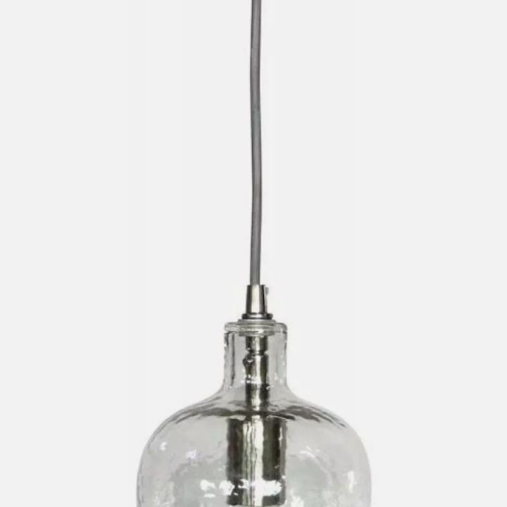 Allen + Roth Brushed Nickel Dimmable Mini Clear Glass Bell Hanging Pendant Light