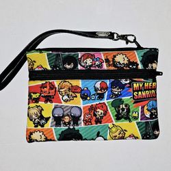 MY HERO ACADEMIA X HELLO KITTY AND FRIENDS CLUTCH BAG WALLET WITH DETACHABLE WRIST STRAP 