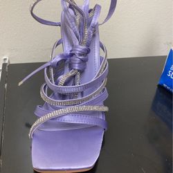 Purple Tie Up Glam Heels   SIZE10