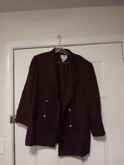 Dark Burgundy Double Breasted Blazer And Skirt By Talbots Size 16p