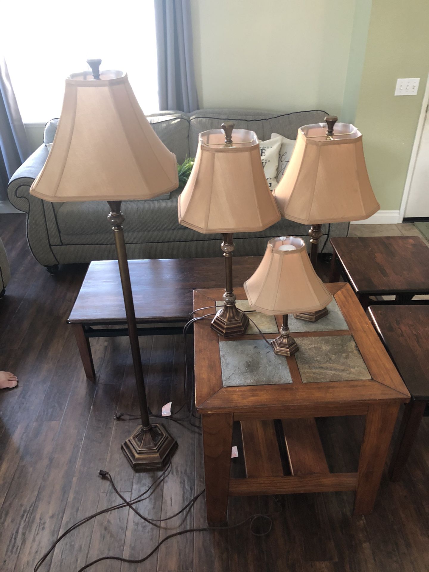 4 piece lamp set. All working, with LED bulbs.