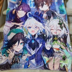 GENSHIN IMPACT Anime - Raiden Shogun Throw Blanket NEW