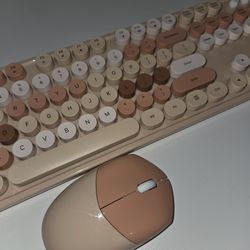 Wireless Keyboard Round Keys And Mouse NIB 