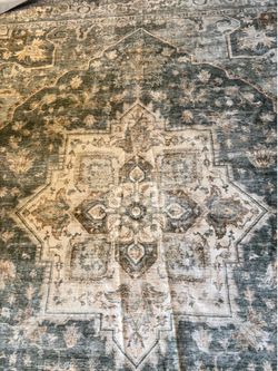 Washable medallion green/gold 8x10 area rug