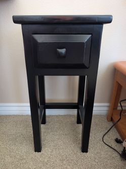 Black Wood Nightstand with Drawer
