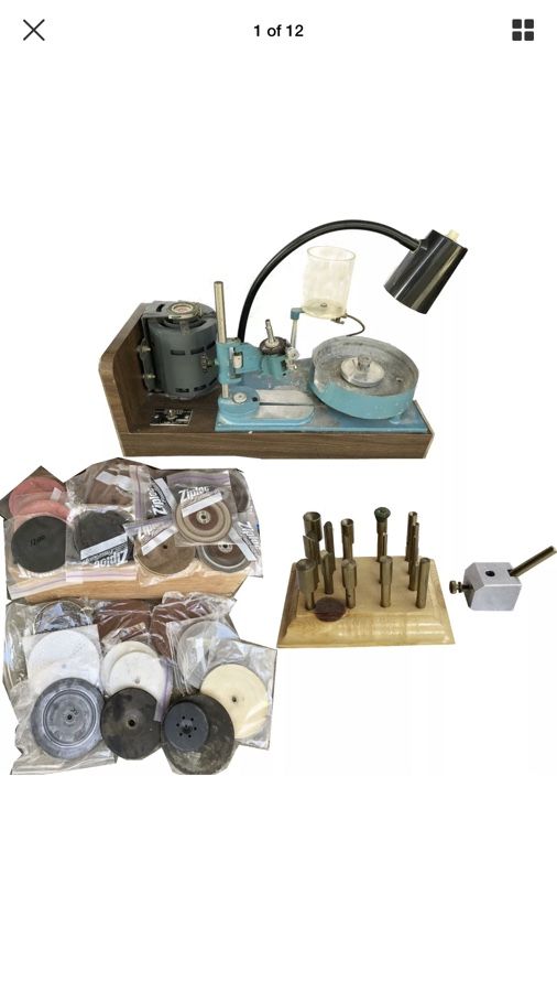 GRAVES MARK I Faceting Machine MARK 1 Lapidary Equipment W/ USED PADS AND WHEELS