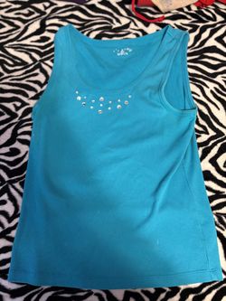 2000s Blue tank top with gems