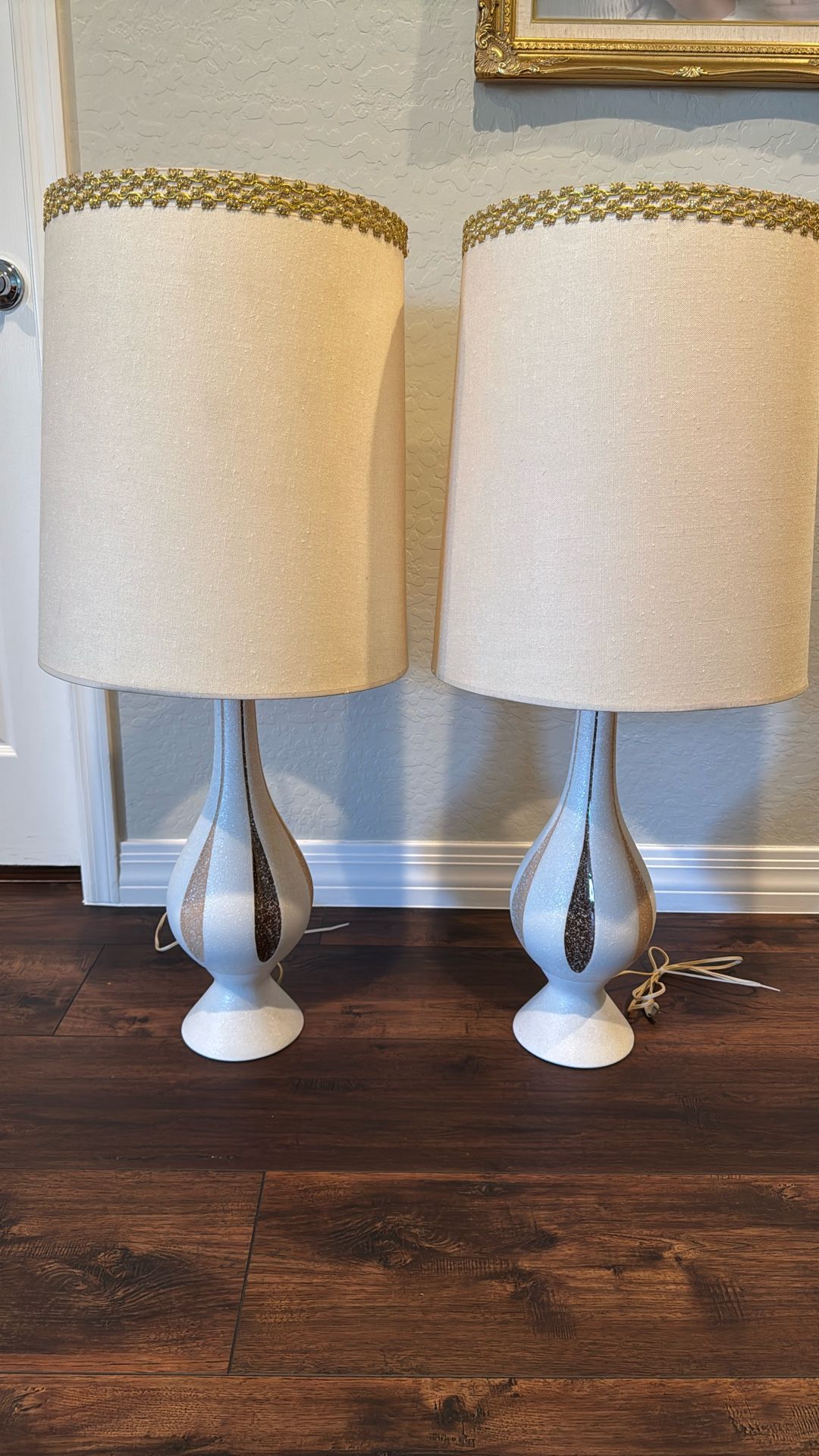 MCM Atomic Teardrop Ceramic Table Lamps