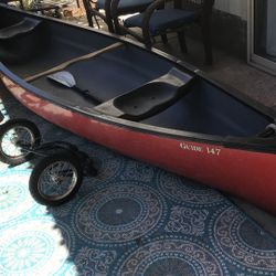 16 Foot Canoe And Paddle And