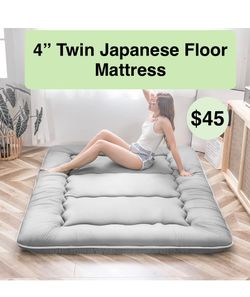 4” Twin Gray Japanese Floor Mattress Futon Mattress, Thicken Tatami Mat Sleeping Pad Foldable Roll Up Mat Boys Girls Dormitory Pad Kids Floor Lounger