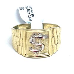 14Kt Yellow Gold Dollar Sign Ring 4.70g Size 9.75 193485/12