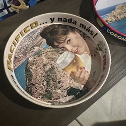 Two Antique Cerveza Trays 