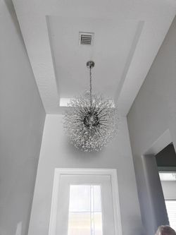 Modern Starburst Crystal Bead Round Chandelier