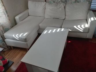 Faux leather Couch and coffee table