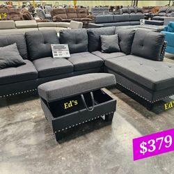 BRAND NEW 3PCS SECTIONAL SOFA SET WITH OTTOMAN AND ACCENT PILOWS INCLUDED $379