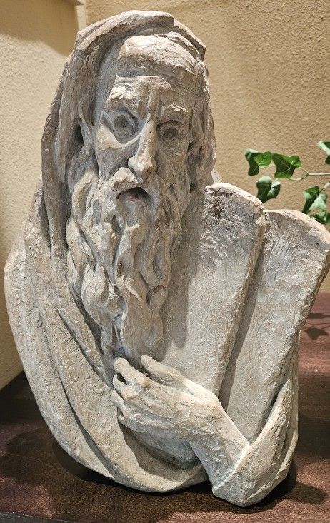 Vintage 1967 Leonardo Art Works Arnold Bergier Moses & Ten Commandments Statue