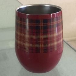 Red Plaid Stainless Steel Tumbler Cup Double Insulated Like Hydro Flask Coffee Tea Drink Beverage Metal Stemless Wine Glass Brand New 