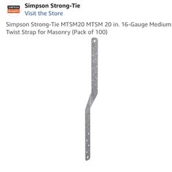 Simpson Strong-Tie MTSM20 MTSM 20 in. 16-Gauge Medium Twist Strap for Masonry (Pack of 97)