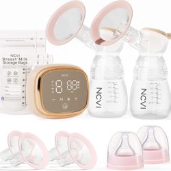 NCVI Double Electric Breast Pump 8102 Portable w/ Battery, LED, 4 Modes