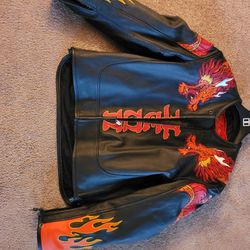 Leather Dragon Icon Motorcycle Jacket