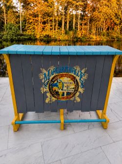 Margaritaville Tropical Outdoor Patio Bar Console Table – Coastal Tiki Style