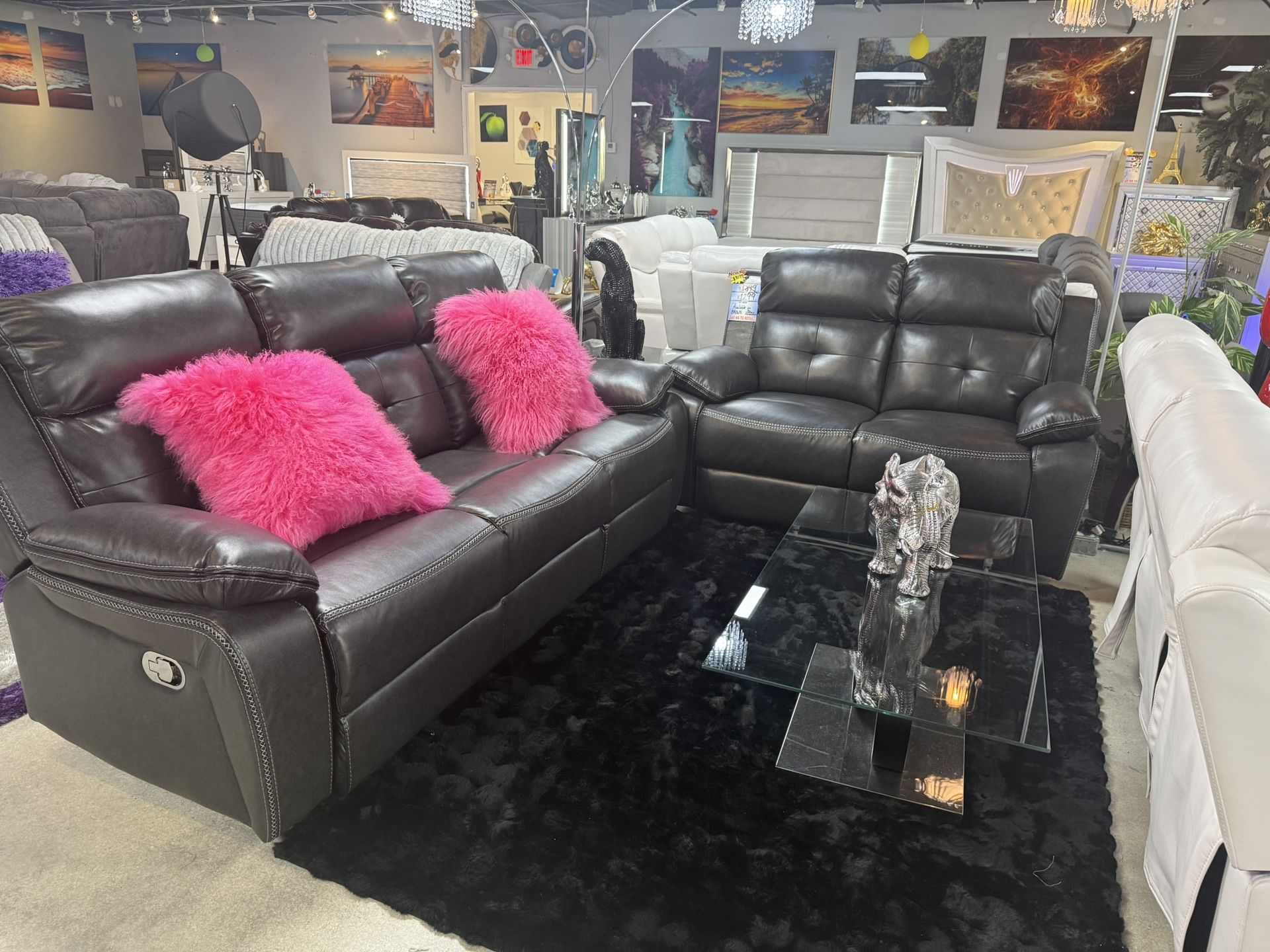 2 Pc Reclining Sofa And Love Only $999
