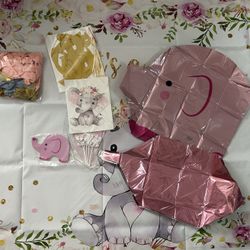 Its A Girl Baby Elephant Baby Shower Party Supplies. 