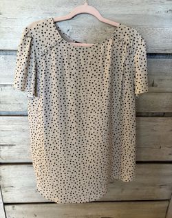 Fortune & Ivy Dondria Flutter Polka Dot Sleeve Blouse