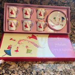 Porcelain Espresso Coffee Mugs & Saucer , $45