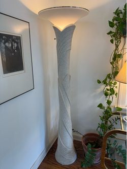 Vintage 80s art deco plaster torchiere floor lamp