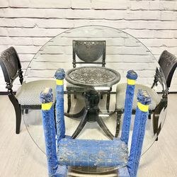 Glass Top Table & Chairs Set 5pc