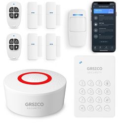 Wireless Alarm System 9 Piece Kit, WiFi Alarm System for Home Security with Phone APP Alert (Alarm Siren, Keypad, Remote, Motion, and Door Sensors) fo