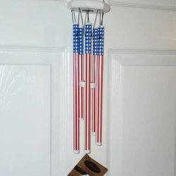 NEW 4th of July red, white and blue American flag 28" hand tuned wind chimes PRICE IS FIRM