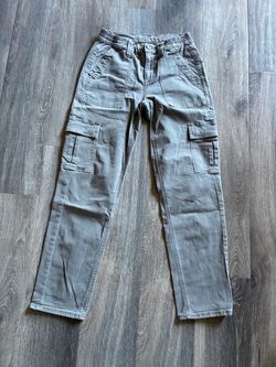 Gray Cargo Pants with Elastic Waist